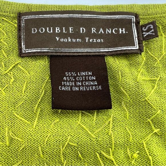 Double D Ranch Sequin Tank Top Linen Knit Blend Sleeveless V-Neck Green XS - Picture 9 of 9